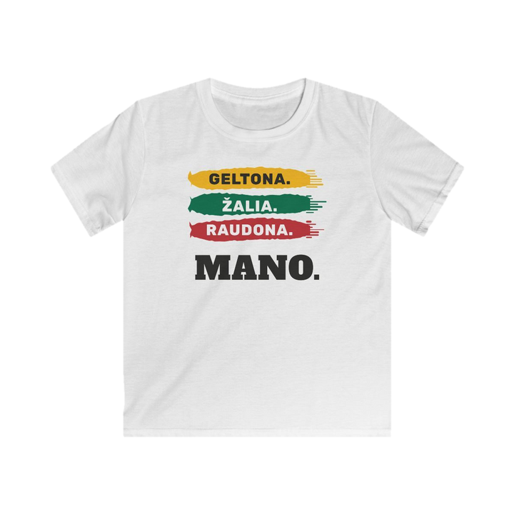 Vaikiški marškinėliai „Geltona. Žalia. Raudona. Mano.“ – nuotrauka 1