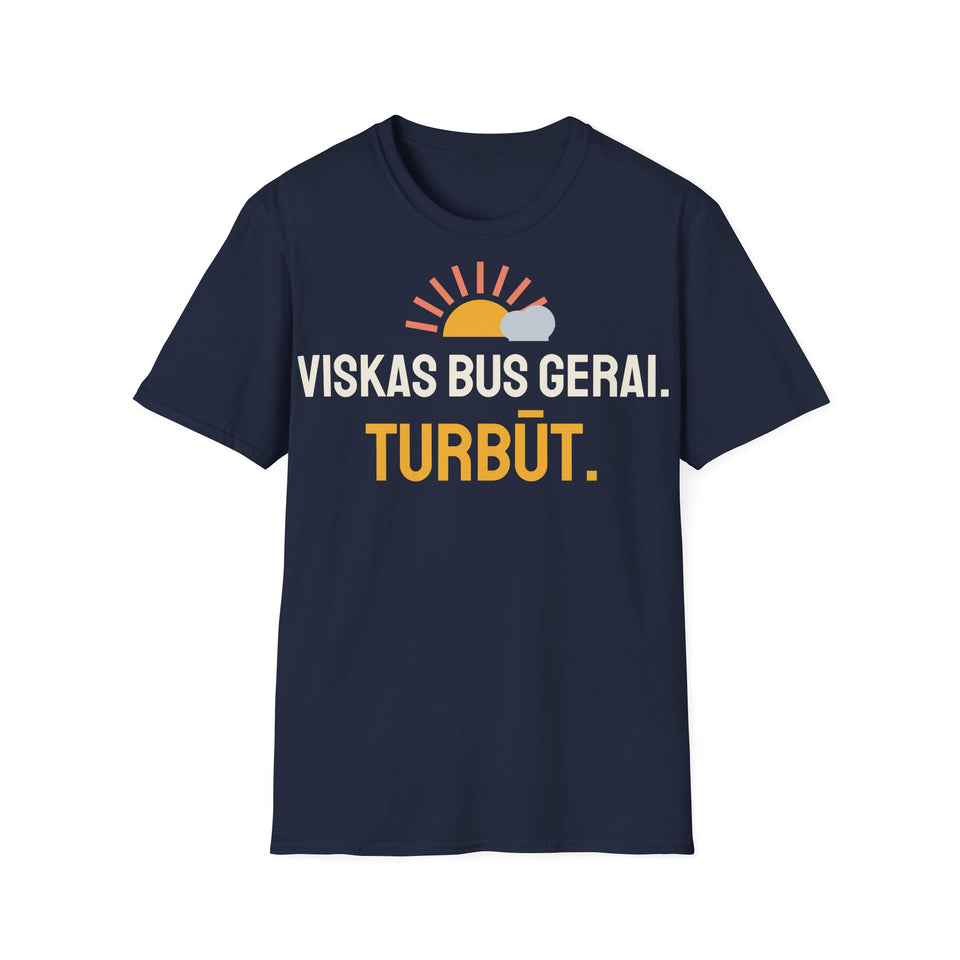 Marškinėliai „Viskas bus gerai. Turbūt.“, tamsiai mėlyni